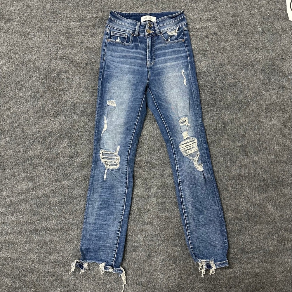BKE Jeans Womens Size 26 Billie Slim Fit High Rise Distressed Blue Denim Frayed
